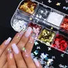 12 Grille Miroir Sparkly Papillon Nail Paillettes Couleurs mélangées Nail Holographics Glitter 3D Flakes tranches Spangle Accessoires Art