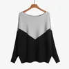 Loose Knitted Sweater Women Jumpers Long Sleeve o-neck Woman Pullovers Sweater Autumn Winter Color Block Casual Sweater New 201123