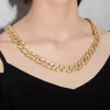 Kedjor Hip Hop Miami Curb Iced Out Cuban Chain Necklace 15mm Gold Paled Rhinestones CZ Bling Rapper Halsband för män Kvinnor JewelR250H