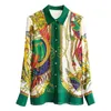 Pist Marka Tasarım Lüks Artı Boyutu Üst Yaz Barok Saray Vintage Gömlek Kadın Baskı Uzun Kollu Bluz Giysileri 3L Y200828