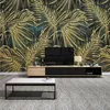 Custom Mural Wallpaper 3D Golden Relief Tropical Plant Leaves Photo Wall Paper LivIng Room TV Sofa Bedroom Decor Art Wallpapers