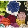 Frete grátis 50 pçs / lote diy por atacado doméstico flor artesanal crochet doilies redondo copo aperto pad 10cm coaster placemats T200708