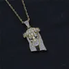 Hip Hop Jesus Head Pendant Necklace Gold Silver Plating with Rope Chain Tennis Chain Iced Out Full Zircon Mens Necklace