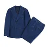 2 Parça Oxford Erkekler Mavi Yakışıklı Çift Göğüslü Custom Made Adam Suits Rahat Modern Smokin Suritli Yaka Blazer Business Ceket + Pantolon