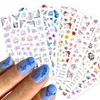 Nuovo design Cursori a farfalla 3D Adesivi per unghie Fiori colorati Adesivi rosa rossa Decalcomanie per manicure Lamine per unghie Decorazioni per tatuaggi