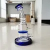 5.9 inch Smoking Pipe Thick Bent Neck Comb Perc Percolator Glass Bongs Honeycomb percolator Oil Dab Rigs Colorful Hookahs Blue 14mm Water Pipes for Smokers