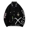 Black Graffiti Denim Jacket Men with Patchs Letters Jackets and Coats Autumn and Winter Geans Juns Jackets 201004