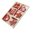 Juldekorationer Trähantverk Tree Decoration Pendant Home Creative Diy Wood Chip Six Square Grid Box Dekorativa produkter