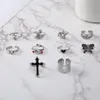 S2756 bijoux de mode Knuckle Ring Set rétro exagéré croix grenouille paon papillon cri visage énorme coeur empilable anneaux Midi anneaux ensembles 10 pièces/ensemble