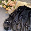 Fashion-Nomikuma Koreańscy Diamenty Bowknot Pullover Bluza Przyczynowe Z Długim Rękawem O-Neck Bluzy Wiosna Słodkie Kobiety Jumper 6E145