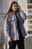 세련된 달콤한 격자 무늬 모직 셔츠 자켓 여성 패션 포켓 턴 다운 칼라 체크 재킷 귀여운 소녀 Chic Coat Streetwear 201103