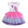 VIKITA Toddlers Robes D'été Filles Rose Tutu Robes Enfants Fête D'anniversaire De Mariage Costumes Filles Licorne Papillon Robe LJ200921