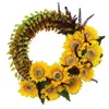 Corona di girasole artificiale Fiore primaverile per porta d'ingresso Appeso a parete Finestra Festa di nozze Decorazioni per la casa