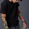 Men Boy Seamless Nylon Tattoo Sleeves Printing Elastic Breathable Sport Lengthen Skins Fake Tattoo Arm Warmer Protective Sleeves WDH0705 T03