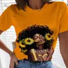 New Women T Shirt Africa Girl's Face Graphic T-shirts Harajuku O-Neck Tshirt Vintage Oversized Streetshirts Lady Casual Tee Tops G220228