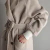 الخريف الشتاء ضئيلة معطف طويل المرأة عارضة مزدوجة الصدر معطف الصوف الإناث الكورية أنيقة مكتب سيدة Overisze أبلى 201216