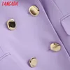 femmes élégant blazer violet poche costume manteau bureau dame double boutonnage outwear costume d'affaires manteau tops BE805 201102