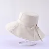 Cotone monocromatico in cotone vendita caldo cappello pescatore femminile estate solare solare grande corrimorino cappello parasole nuovo cappello da esterno europeo e americano