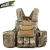 Outdoor CS Colete Equipamento Militar 600D Nylon Camuflagem Camuflagem Caça Tático Vest Molle Coll Molle Combate Placa de Assalto Transportadora Colete 201214