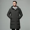 새로운 화이트 자켓 남자 겨울 두꺼운 따뜻한 후드 롱 파커 코트 overcoat mens 패션 오리 다운 윈드 브레이커 솔리드 201223