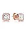 Nuovi orecchini a bottone in argento sterling S925 originali Orecchini rotondi in oro rosa 18 carati ZD Zircon Designer stile Pandora con scatola originale