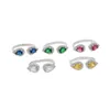 Cluster Rings Finger Band Jewelry Silver Color Colorful Birthstone With 3A Cubic Zirconia Crystal Tear Drop Stone For Women1