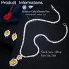 Cwwzircons glänsande gul kubik zirkoniumsten runt tennishalsband och örhängen för kvinnor festklänning smycken tillbehör T443 201222