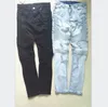 Représenter les pantalons de créateurs de vêtements slp bleu noir détruit hommes slim denim droit biker jeans skinny hommes jeans déchirés3046