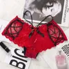 Women's Panties Sexy Plus Size Female Briefs Ladies Mesh Lace Bow Cross Straps Intimates Bandage Underwear1