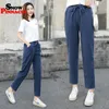 Femmes printemps été pantalons coton lin solide taille élastique bonbons couleurs sarouel doux de haute qualité pour femme ladys S-XXL 201119