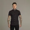 Sommer Männer Mode Kurzarm Solide Hemd Slim Fit Männlich Social Business Kleid Marke Herren Gym Fitness Sport Kleidung 220309