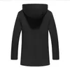 Fashion Black Hooded Wool Coat Men Zupełnie new piersi męskie zimowe płaszcz Plus rozmiar M LJ201110