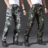 Primavera marca homens moda calças de carga militar multi-bolsos baggy homens calças casuais calças macacões camuflagem calça homem algodão 201110