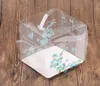 15x15x15 cm Pembe plastik kutu kolu ile şeffaf pvc kek kutuları düğün iyilik ve hediyeler kağıt şeker kutusu 100 adet
