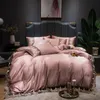 Bedding sets Solid Color Quilt Covers Set Bedding Set with Flat Sheet 234Pcs Lace Duvet Cover Pillowcase 220924