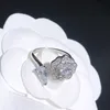 Ny klassisk mode Camellia -serie Horse Eye Water Drop Flower Open Design Ring Importerad Sterling Silver Diamond Ring 1529215