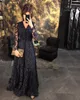 Czarna Koronka Marokańska Kaftan Suknie Wieczorowe Długie Rękawy Muzułmańska Duszka Dubaj Prom Suknie Dress Custom