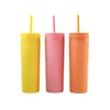 16z magro Tumblers Tumblers Double Wall Plástico Matte Pastel Colorido Colorido Conjuntos Acrílicos Com Tampas E Palhas Multi-Color Skinny Canecas