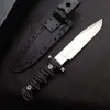 Couteau droite tactique de survie extérieure haut de gamme DC53 Lame satinée pleine Tang noir G-10 poignée de lame fixe avec kydex