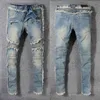 Mens Pants Stylist Jeans Distressed Ripped Biker Jean Men Women Slim Fit Motorcycle Biker Denim Jeans Hip Hop Mens Jeans Size 28-4227b