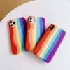 Officiell Rainbow flytande silikonväska för iPhone 12 Pro max 12 mini 11 Pro Max XR XS 8 7 Plus 6s Se Blister Pack 50pcs / Lot