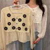 Blouses feminina camisas femininas 2022 Moda coreana da primavera elegante blusa de renda floral tops e chiffon crochet hollow out boho