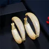 High quality 18K Yellow Gold Plated Full Bling CZ Hoop Earrings for Party Wedding Hot Gift for Women