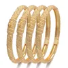 Wando 24K 4pc queen Copper Bangles Gold color Bangles For Men/Women Flower Jewelry 6cm wide Wedding bracelet gift 0930