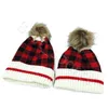 Weihnachten Frau Pom Pom Beanie Winter Warme Erwachsene Kinder Gestrickte Kappen Outdoor Sport Plaid Wolle Hüte CYZ2861