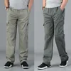 13XL 170kg summer spring Men cargo pants pocket zipper out door big size pants male simple army green pants Straight trousers 48 220311