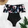2020 Sexy Ruffle Women Swimwear 1pc цветочный принт купальник Push Up Monokini Bodysuit Primin