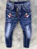 Modieuze Europese en Amerikaanse casual jeans in 2020, hoogwaardige gewassen, met de hand versleten, strakke en gescheurde motorfiets jeans LT9129