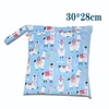 Sacs à couches pour bébé Seau Cartoon Imprimer Imperméable Réutilisable Wet Dry Nappy Zipper Sacs à main Poussette Carry Pack Rangement extérieur S / M / L 20220226 Q2