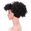 Afro kinky lockigt syntetiskt huvudband bobo peruk simulering mänskligt hår perruques de cheveux funeins pelucas peruker med huvud bang js294